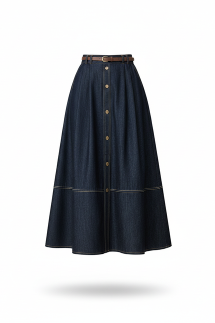 Jupe Jean Bleu Foncé Évasée Décontractée