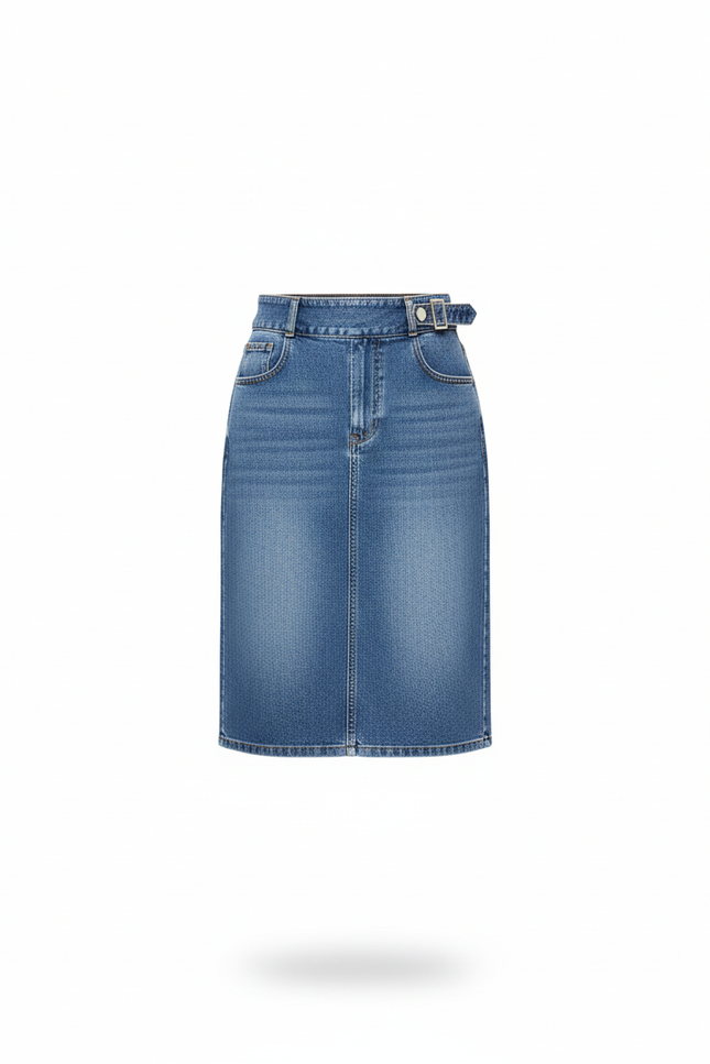 Jupe Jean Bleu Clair Taille Haute Décontractée