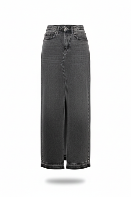 Jupe En Jean Gris Mi-Longue