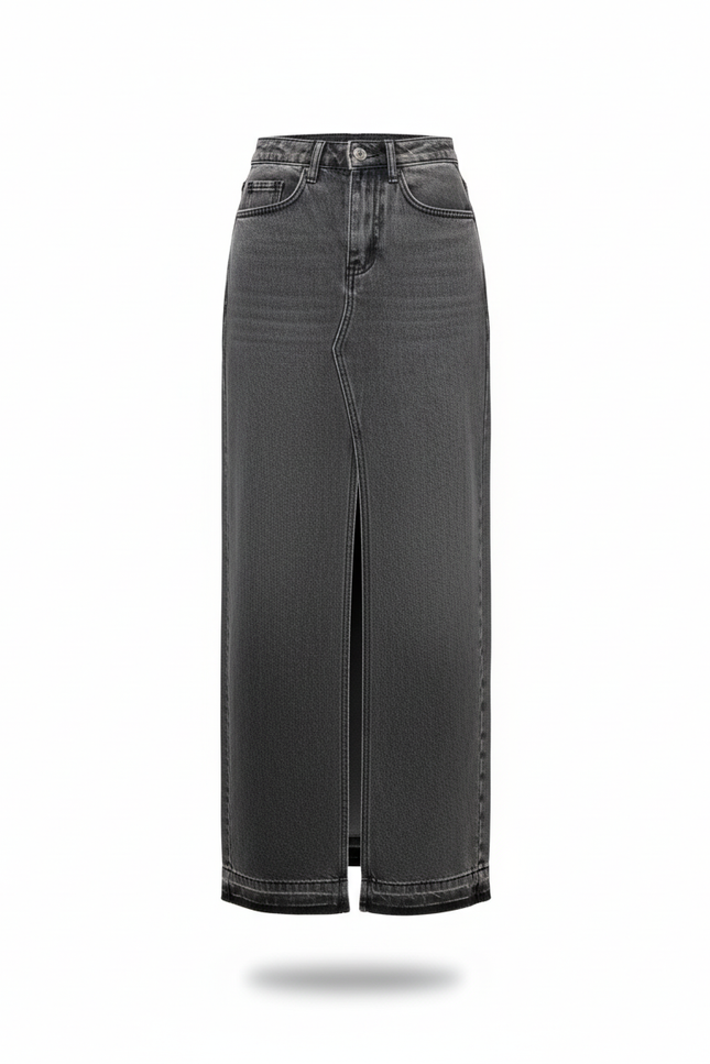 Jupe En Jean Gris Mi-Longue