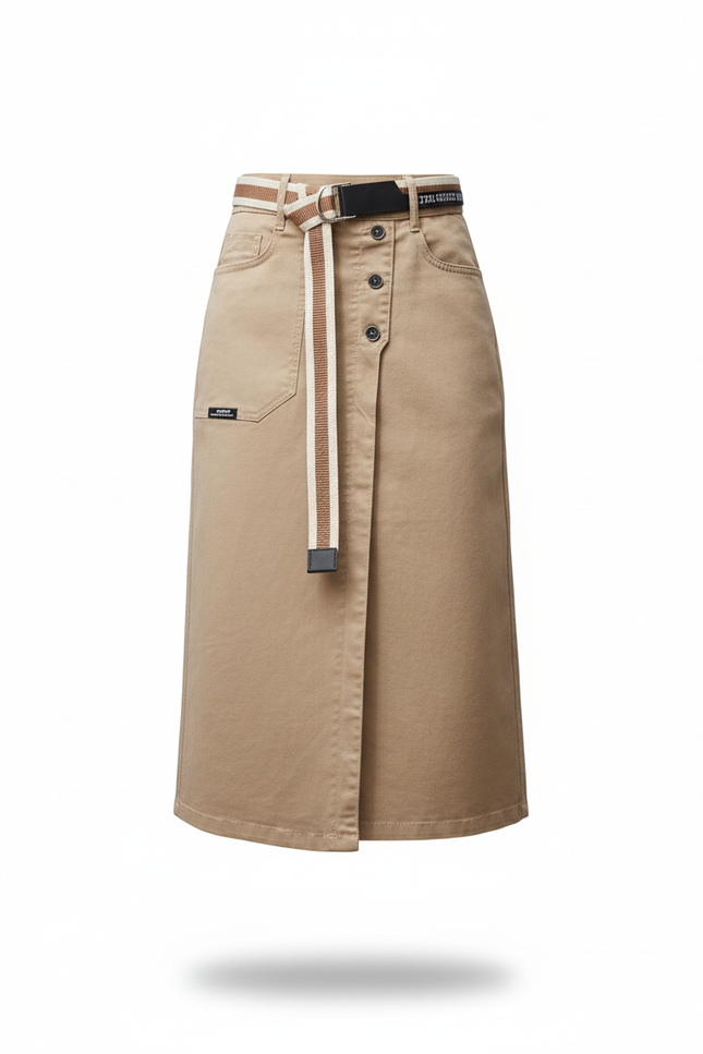 Jupe Jean Taille Haute Boutonnée Rétro