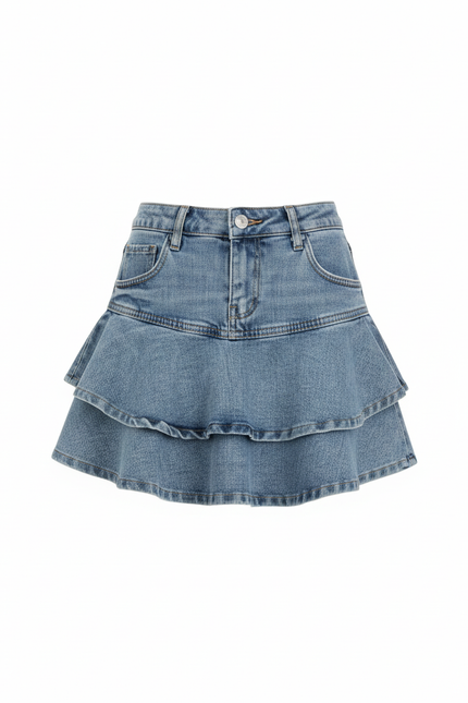 Jupe Jean Mini Volants Décontractée