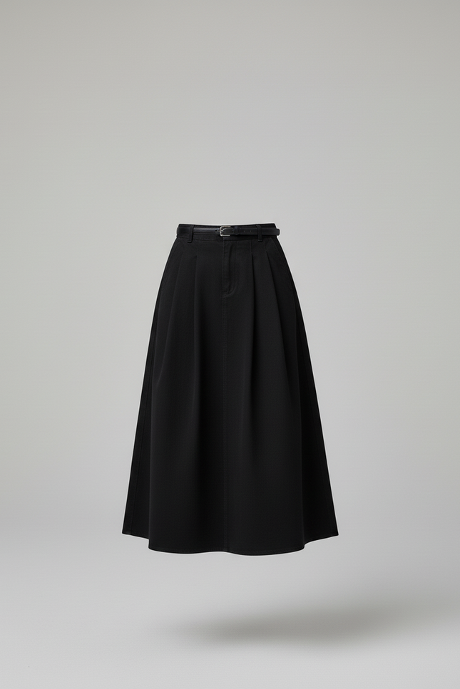 Jupe Jean Noire Plissée Chic