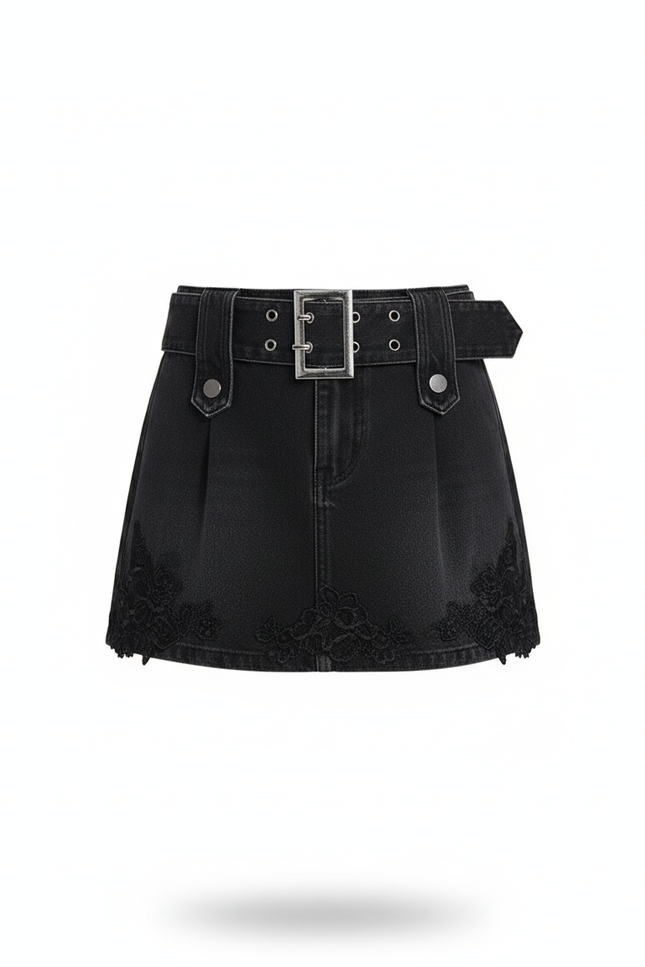 Jupe En Jean Noir Sans Fente