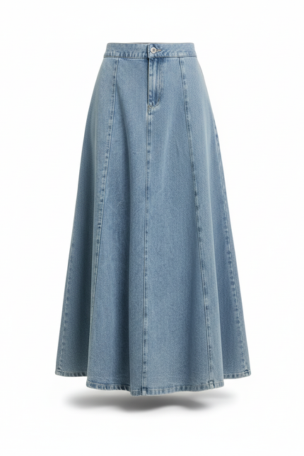 Jupe Jean Bleu Clair Évasée Décontractée