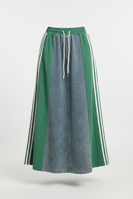 Jupe Jean Patchwork Longue Décontractée